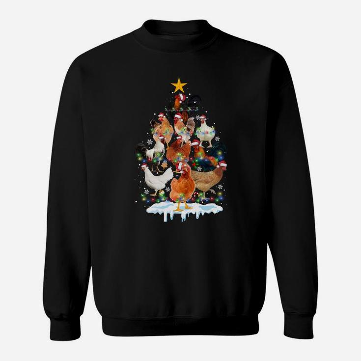 Chicken Christmas Tree Lights Funny Chicken Lover Xmas Gifts Sweatshirt