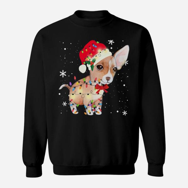 Chihuahua Dog Christmas Light Xmas Mom Dad Gifts Sweatshirt