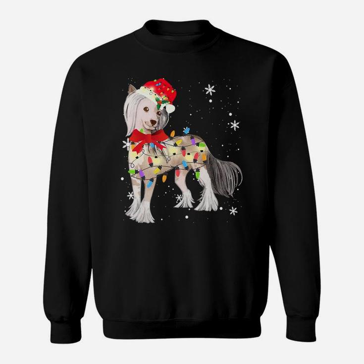 Chinese Crested Dog Christmas Light Xmas Mom Dad Gifts Sweatshirt
