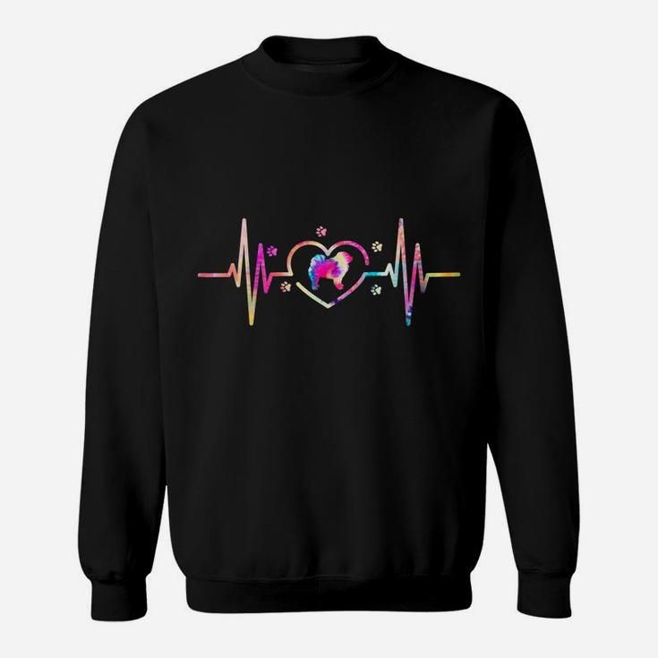 Chow Chow Mom Dad Tie Dye Heartbeat Dog Lover Sweatshirt