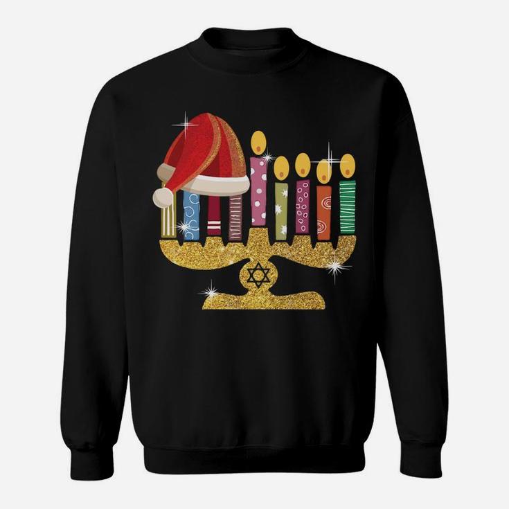 Chrismukkah Hannukah Santa Hat Funny Christmas Xmas Sweatshirt Sweatshirt