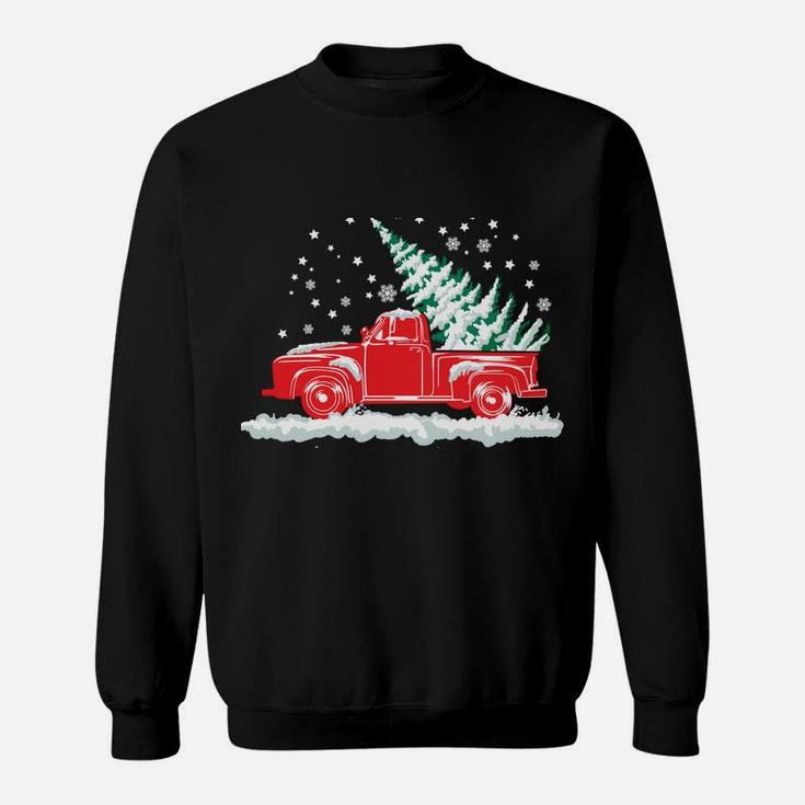 Christmas Classic Old Red Truck Vintage Pick Up Xmas Tree Sweatshirt Sweatshirt