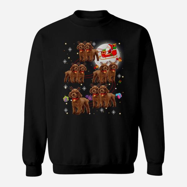 Christmas Cute Santa Claus Riding Goldendoodle Xmas Pajamas Sweatshirt Sweatshirt