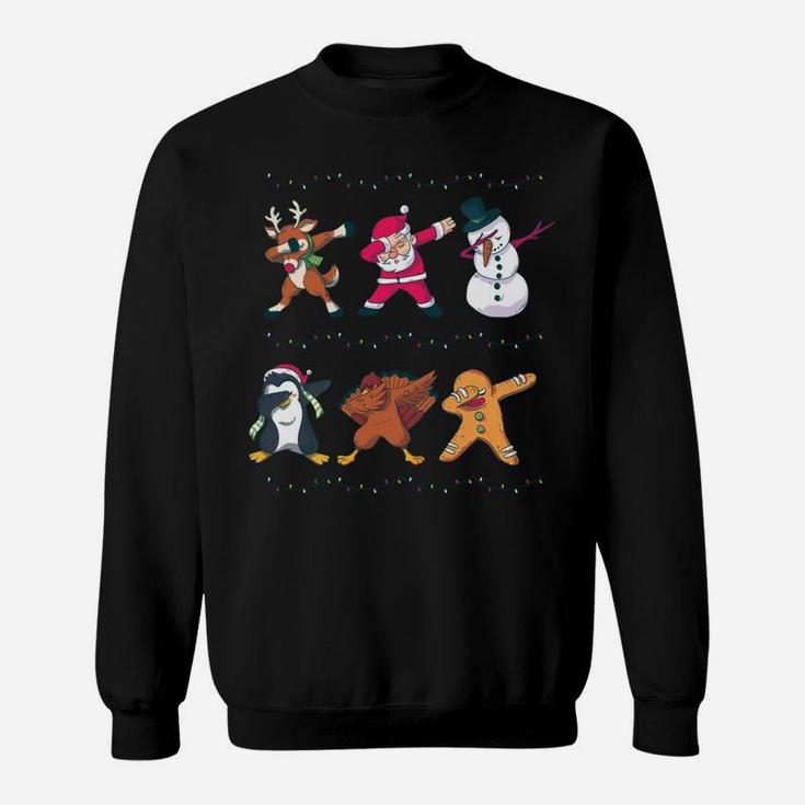 Christmas Dabbing Santa Friends Dab Dance Xmas Lights Gift Sweatshirt