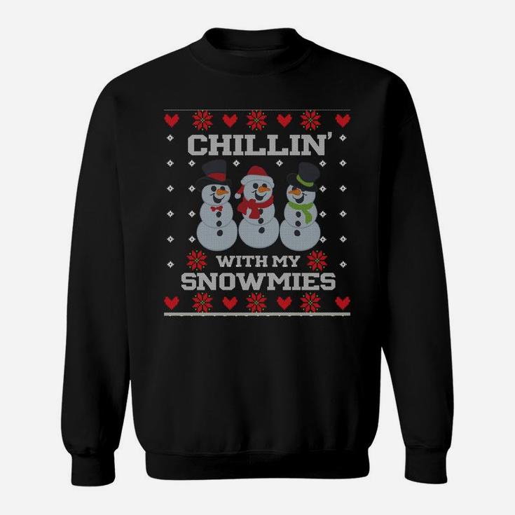 Christmas Fishing Snowman Chillin' With My Snowmies Sweatshirt Sweatshirt