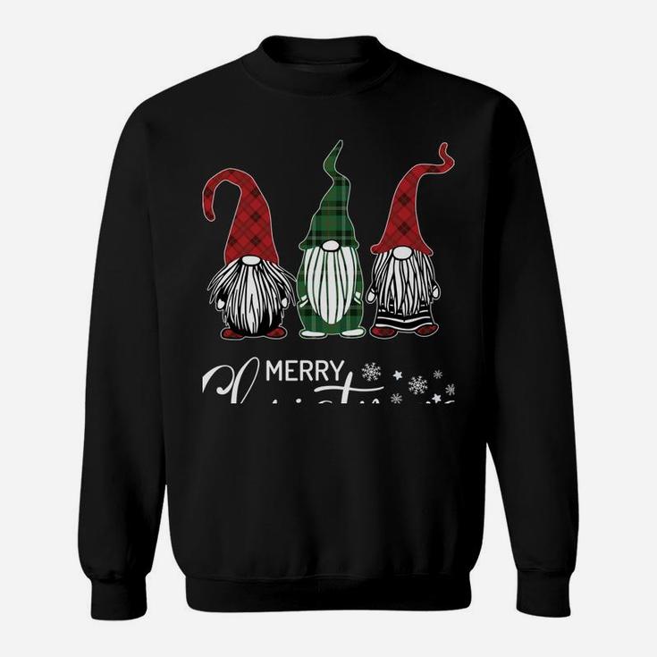 Christmas Gnomes In Plaid Hats Funny Gift Merry Xmas Graphic Sweatshirt