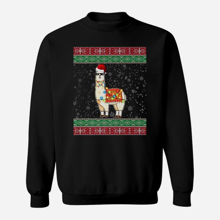 Christmas Llama Santa Hat Ugly Xmas Tree Alpaca Sweatshirt