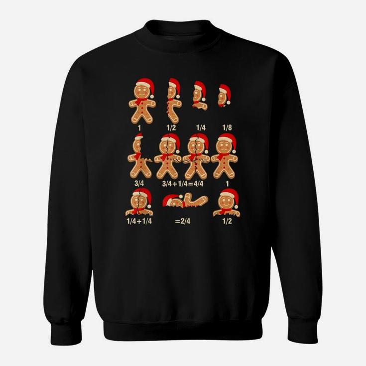 Christmas Math Teacher Equation Gingerbread With Santa Hat Sweatshirt