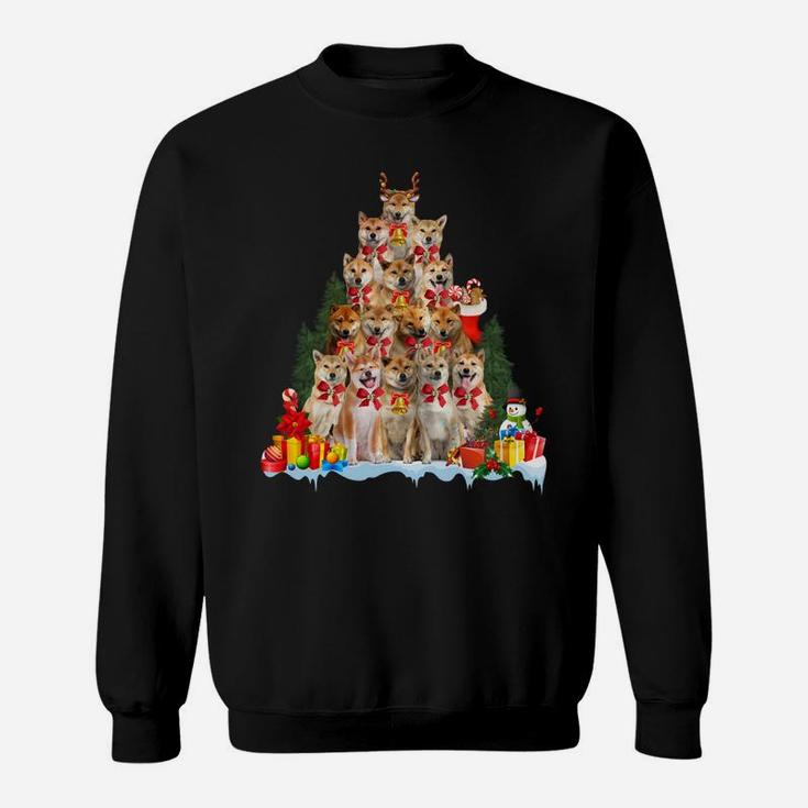Christmas Pajama Shiba Inu Xmas Tree Gifts Dog Dad Mom Sweatshirt Sweatshirt