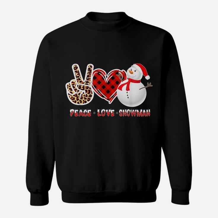 Christmas Peace Love Leopard Heart Xmas Snowman Men Women Sweatshirt