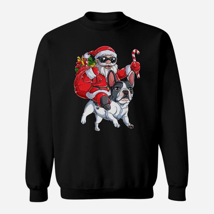 Christmas Santa Claus Riding French Bulldog Xmas Boys Dog Sweatshirt Sweatshirt