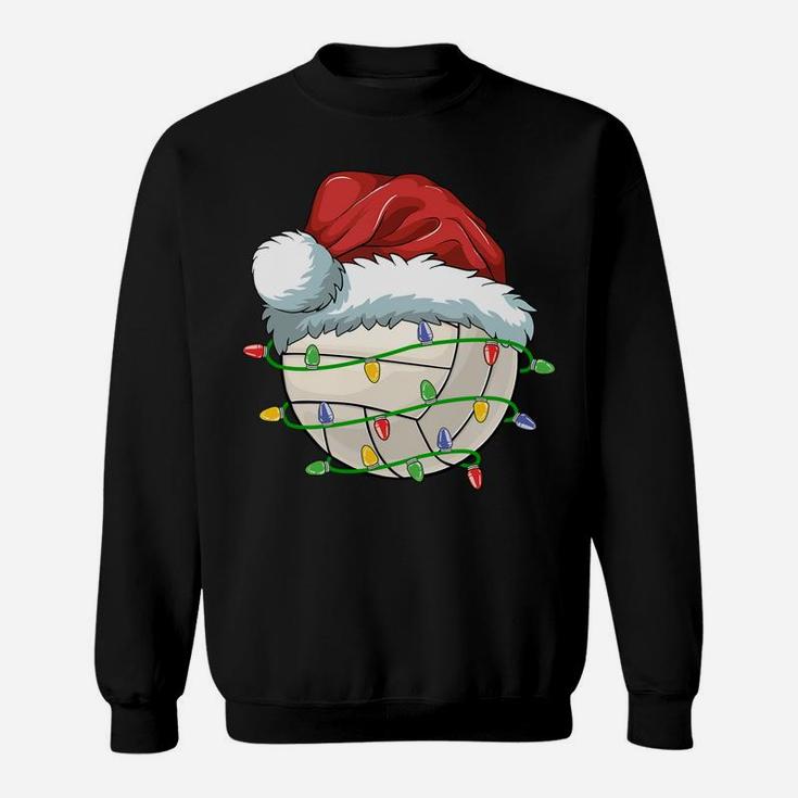 Christmas Volleyball Ball Santa Hat Light Funny Sport Xmas Sweatshirt Sweatshirt
