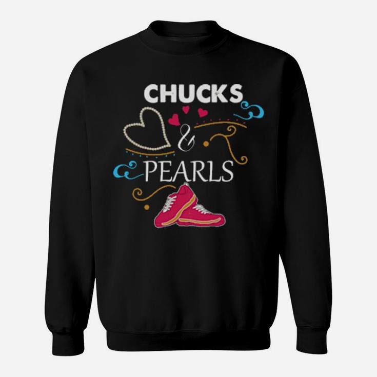 Chucks And Pearls Valentine Mum And Daughter Sweatshirt