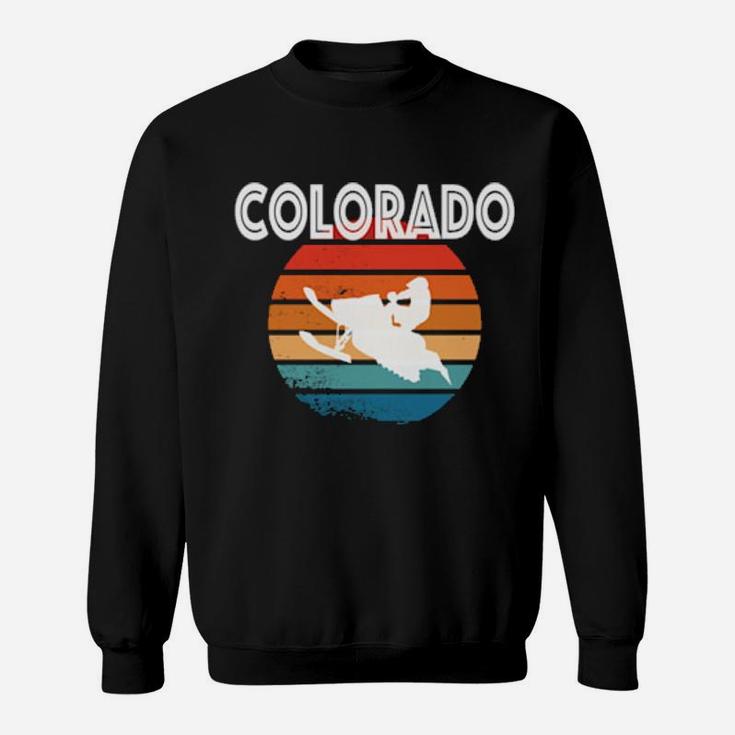 Colorado Co Vintage Retro Snowmobile 70'S Distressed Sweatshirt