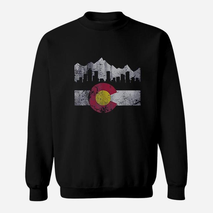 Colorado Flag Skyline Vintage Faded Home Love Vacation Sweatshirt