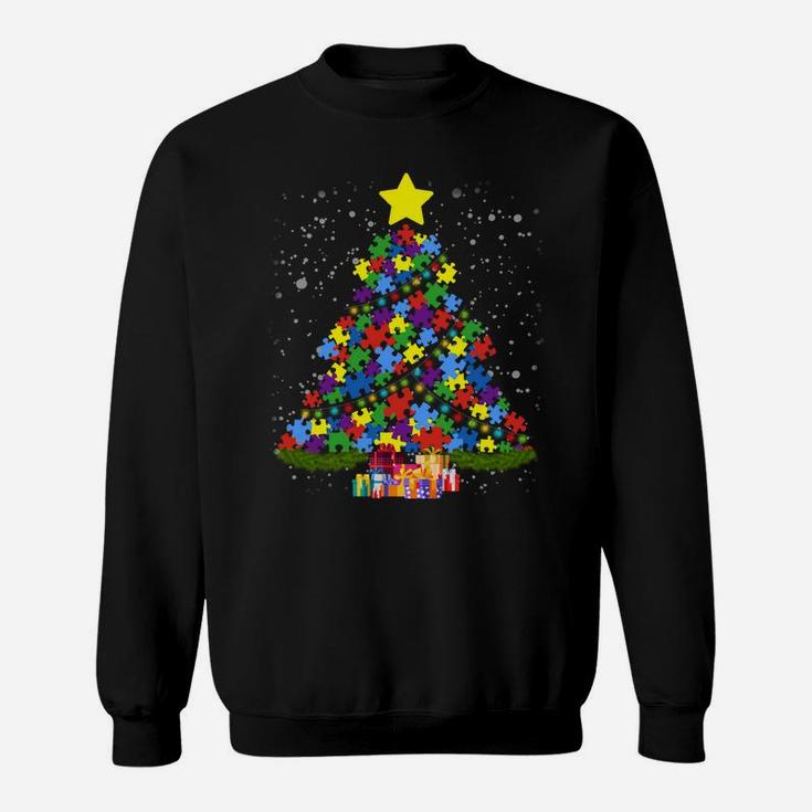 Colorful Autism Awareness Christmas Tree Design Gifts Sweatshirt