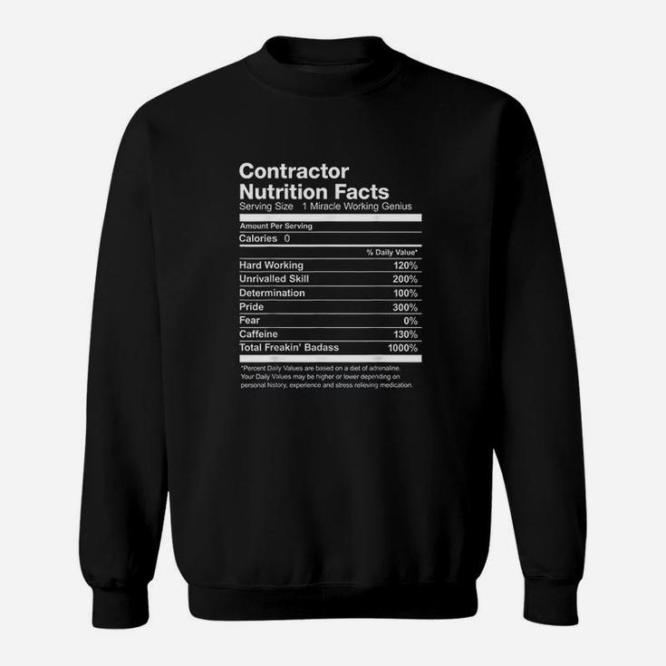 Contractor Nutrition Facts Funny Sweatshirt