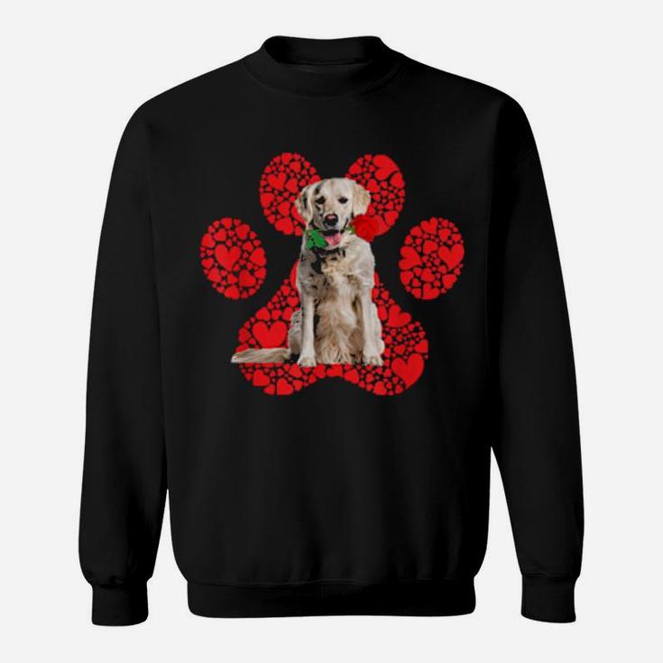 Cool Golden Retriever Valentine's Day Pet Dog Love Paw Sweatshirt