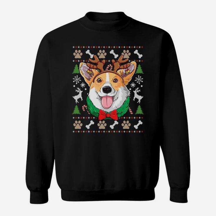 Corgi Ugly Christmas Reindeer Antlers Xmas Girls Kids Dog Sweatshirt Sweatshirt