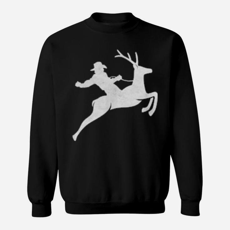 Cowboy Riding A Deer Distressed Sweatshirt