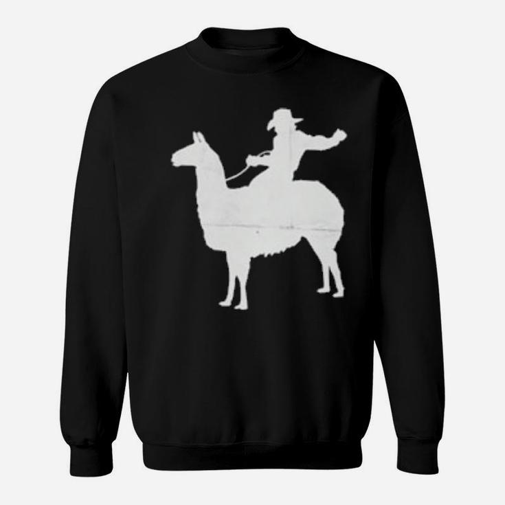Cowboy Riding A Llama Distressed Sweatshirt