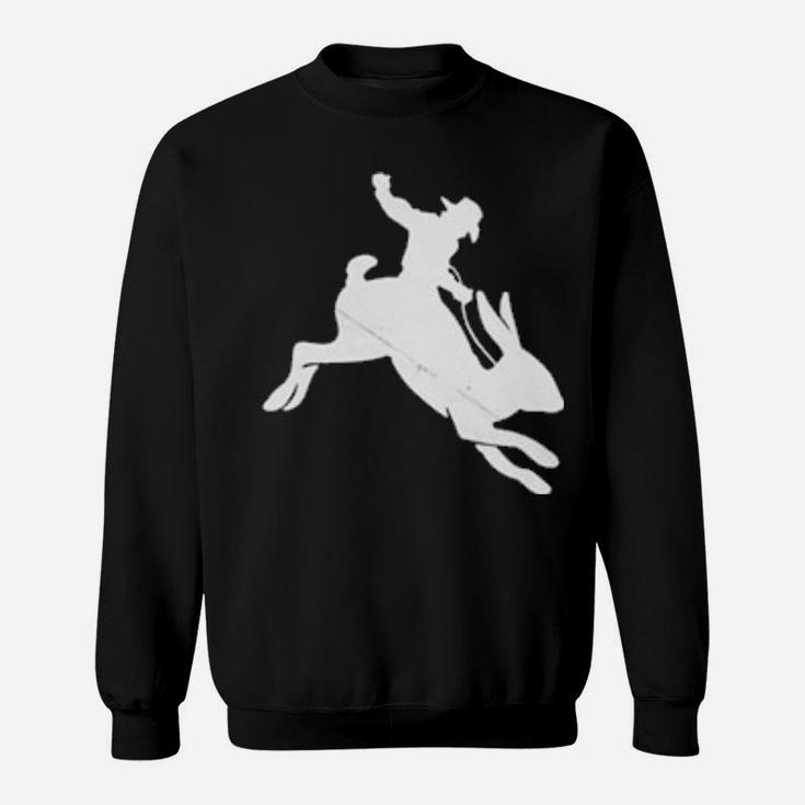 Cowboy Riding A Rabbit Distressed Sweatshirt