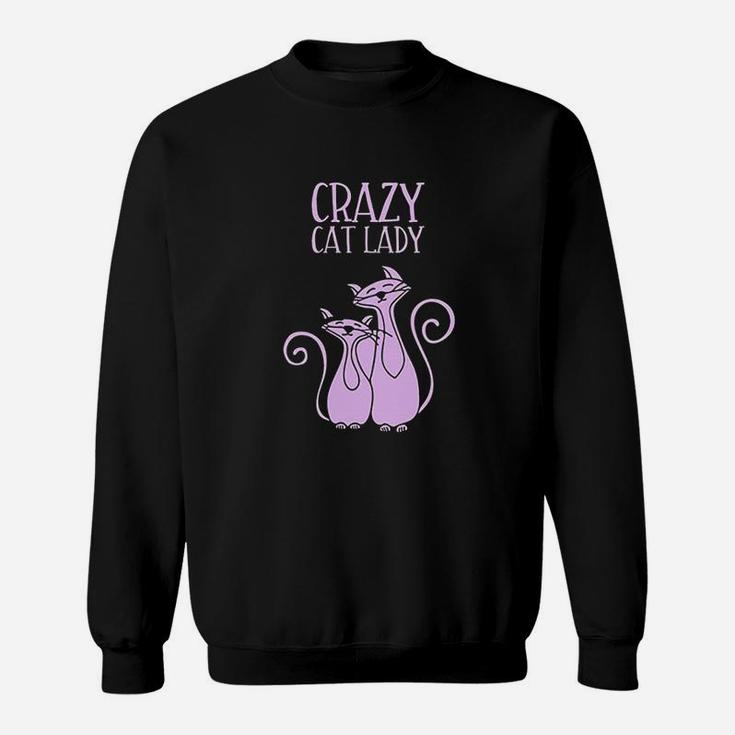 Crazy Cat Lady Gift For Cat Lovers Purple Sweatshirt