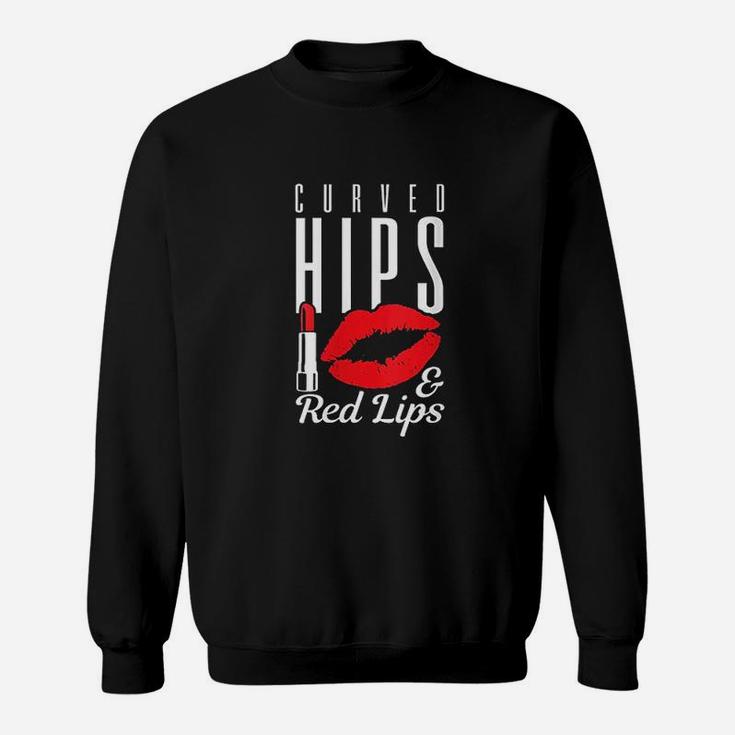 Curved Hips N Red Lips Makeup Lover Curvy Beauty Gift Sweatshirt