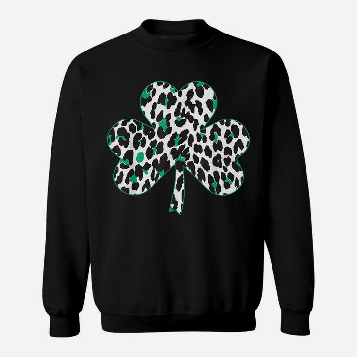 Cute Animal Shamrock Leopard Print St Patricks Day Design Sweatshirt