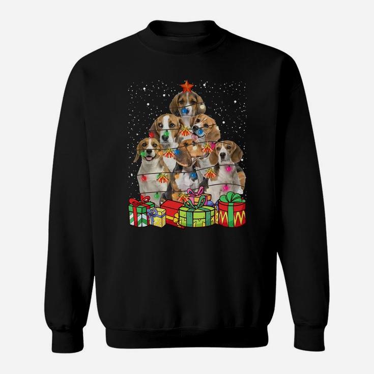 Cute Beagle Dog Christmas Tree Lights Pet Puppy Dad Mom Sweatshirt Sweatshirt