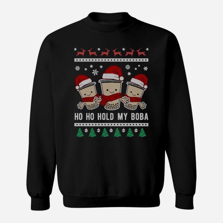 Cute Boba Xmas Hold Bubble Milk Tea Ugly Christmas Sweatshirt Sweatshirt