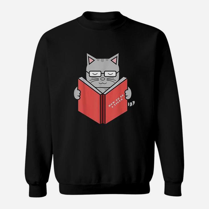 Cute Cat Tiger Book Literature Reading Sweatshirt