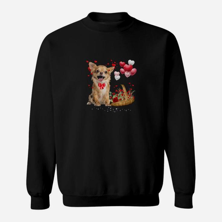 Cute Chihuahua Dog Balloon Heart Valentines Day Valentine Sweatshirt