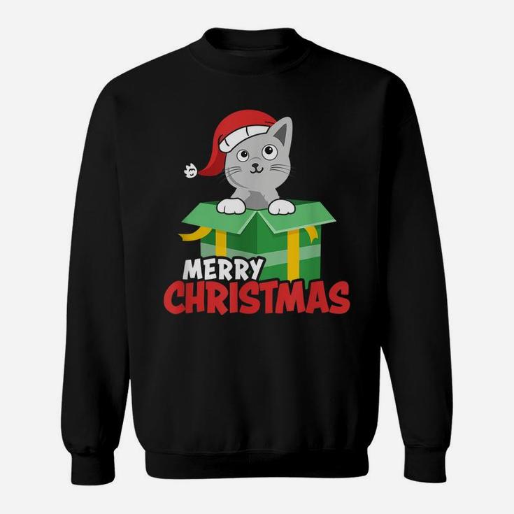 Cute Christmas Cat Santa Cat Lovers Merry Xmas Design Sweatshirt