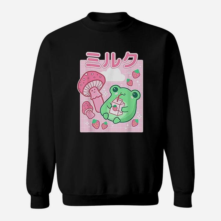 Cute Cottagecore Frog Strawberry Sweatshirt