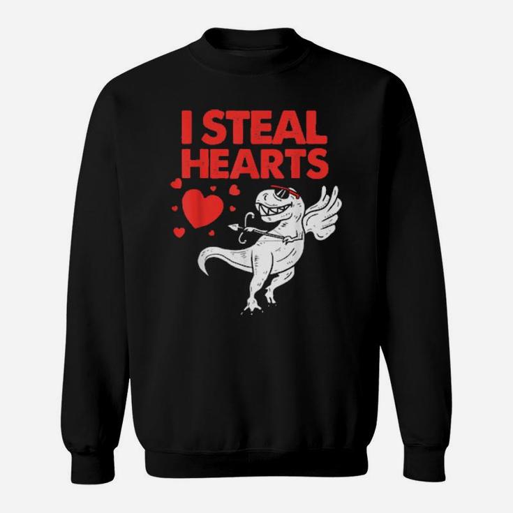 Cute Cupid Trex Dinosaur Boys Valentines Day I Steal Hearts Sweatshirt