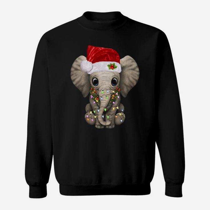 Cute Elephant Christmas Light Funny Elephant Lover Xmas Gift Sweatshirt Sweatshirt