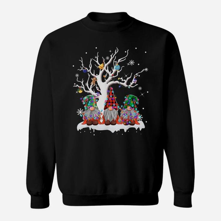 Cute Gnome Buffalo Plaid Christmas Tree Light Ugly Santa Hat Sweatshirt Sweatshirt
