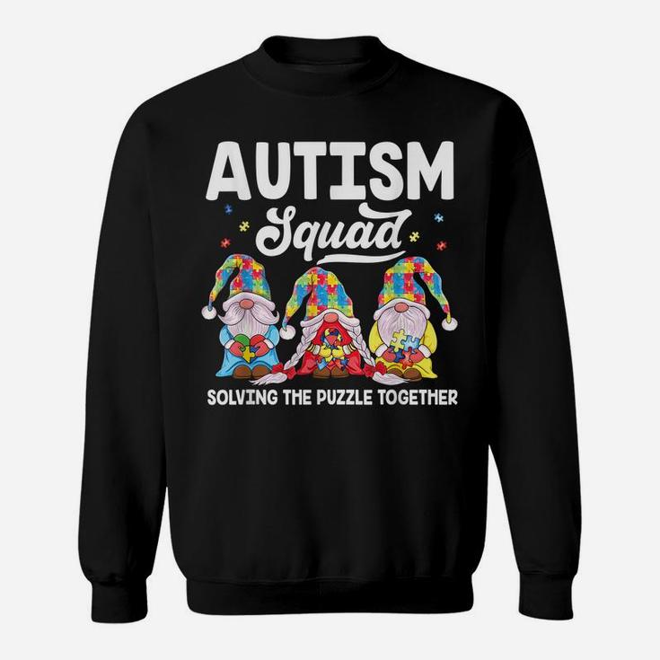 Cute Gnomes Holding Puzzle & Ribbon Support Autism Awareness Sweatshirt