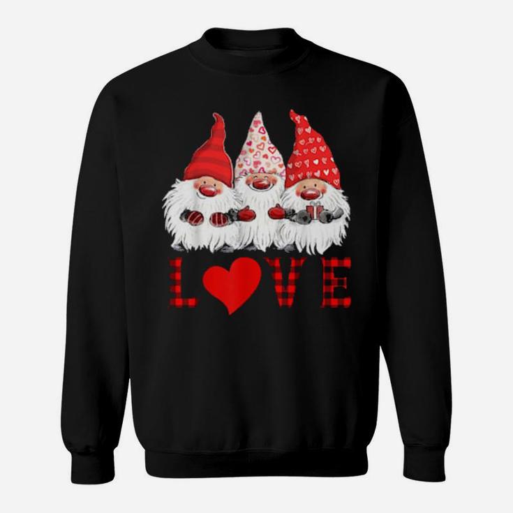 Cute Gnomes Love Plaid Cute Sweet Valentine Gift Classic Women Sweatshirt