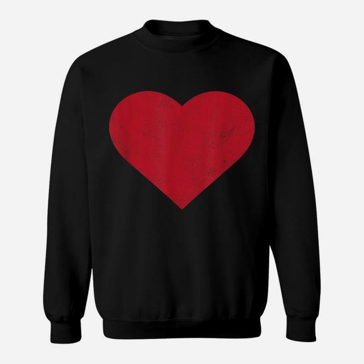 Cute Heart Valentines Day Vintage Distressed Red Sweatshirt