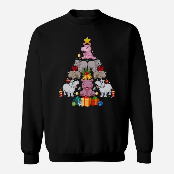 Cute Hippo Christmas Tree Hippopotamus Christmas Xmas Gift Sweatshirt Sweatshirt
