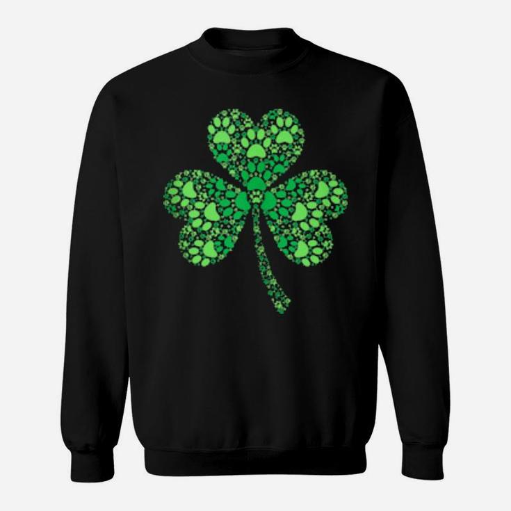 Cute Irish Shamrock Dog Paw Heart St Patrick's Day Sweatshirt