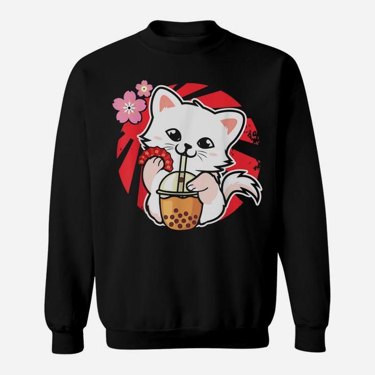 Cute Kawaii Neko Japanese Cat Lovers Cat Boba Tea Bubble Tea Sweatshirt