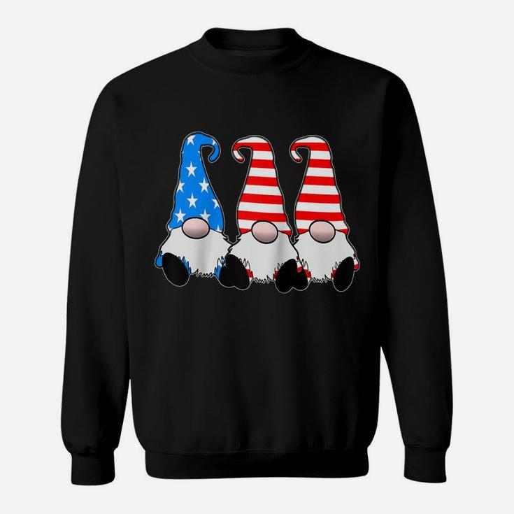 Cute Patriotic Gnomes American Flag Red White Blue Usa Raglan Baseball Tee Sweatshirt