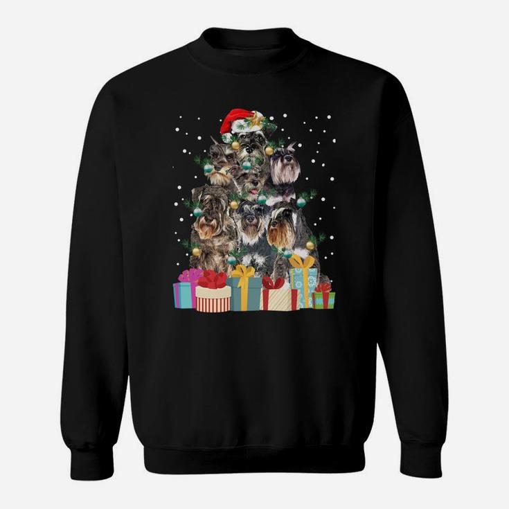 Cute Schnauzer Dog Christmas Tree Lights Pet Puppy Dad Mom Sweatshirt Sweatshirt
