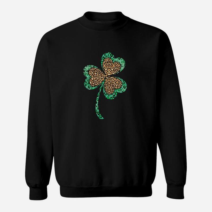 Cute Shamrock Leopard Print St Patricks Day Irish Pattern Sweatshirt