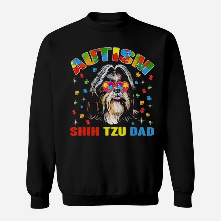 Cute Shih Tzu Lover Autism Awareness Dog Dad Sweatshirt