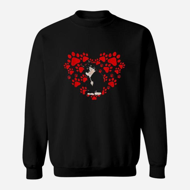 Cute Tuxedo Valentines Day Hearts For Cat Lovers Sweatshirt