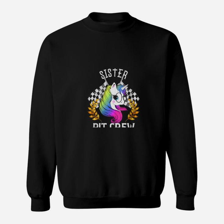 Cute Unicorn Sister Pit Crew For Racing Party Team Sweatshirt